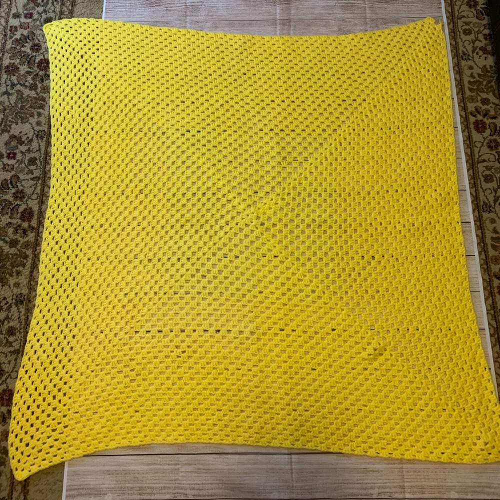 Handmade Yellow Crochet Afghan 43x42
